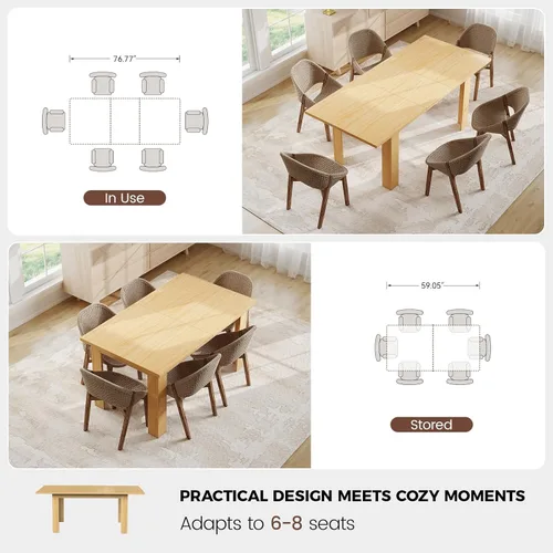 Vista 3 de Miereirl Mesa de comedor extensible de 59 a 77 pulgadas para 6 a 8, mesa de cocina rectangular que ahorra espacio con extensión fácil de sacar