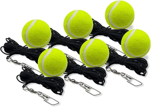 Vista 7 de Pelotas de tenis con cuerda, paquete de 6, verde, herramienta de entrenamiento de tenis
