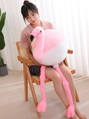 Vista 3 de Peluche redondo suave de flamenco gordo para decoración del hogar, almohada de flamenco de peluche, regalo para niños o amantes (rosa, 19.7 pulgadas)