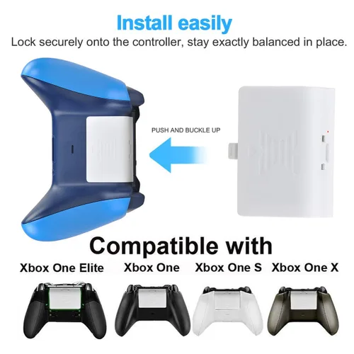 Vista 3 de Tectra White Rechargeable Battery Pack for Xbox One, 2-Pack 1100mAH Controller Battery for Xbox One SXbox One XXbox One Elite Controller with 2 in 1