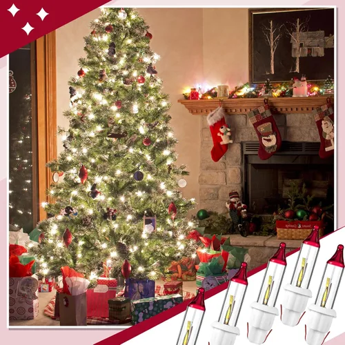 Vista 5 de Ganeen Bombillas de Reemplazo Navideñas Mini Bombillas Incandescentes de 3.5V Transparentes Intermitentes con Base para Luces