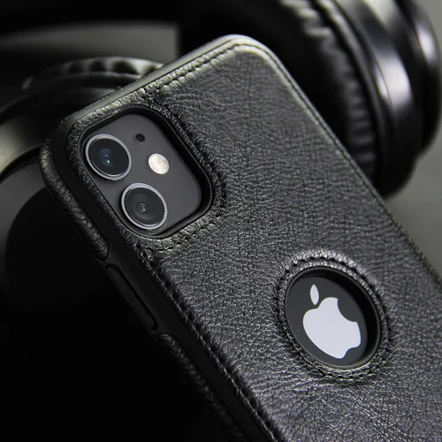 Vista 3 de Funda de cuero retro para iPhone 11 contraportada contraportada suave TPU Business Shell teléfono caso (negro, para iPhone 11)