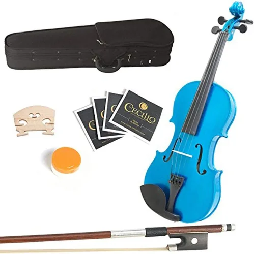 Vista 10 de Mendini by Cecilio Juego de viola de madera maciza de 12 pulgadas para principiantes, kit de viola acústica tallada a mano con estuche rígido, arco