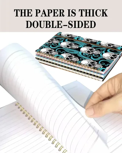 Vista 5 de Cuaderno de espiral A5, lindo cuaderno para mujeres y hombres, cuaderno de tapa dura con rayas universitarias para trabajo y toma de notas, 60