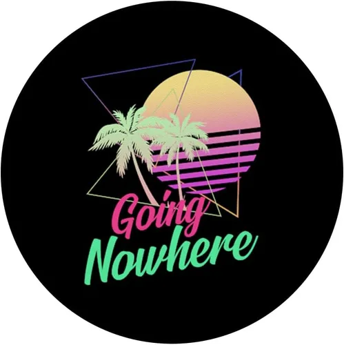 Vista 3 de Going Nowhere Retro 1980s 1990 Palmeras Sunset Beach Art PopSockets PopGrip: agarre intercambiable para teléfonos y tabletas