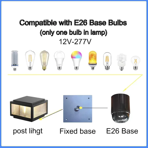 Vista 3 de Luz de poste para exteriores de 12 x 12 pulgadas, luz de columna, lámpara de columna con cable de 110-240 V (12-36 V bombilla de reemplazo), luz
