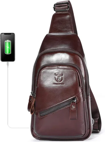 Vista 123 de LUKZIJAES Bolso bandolera de cuero genuino para hombre