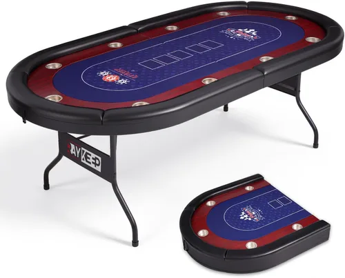 Vista 11 de RAYKEEP Mesa de póquer plegable 4 en 1 de 72 pulgadas con alfombrilla