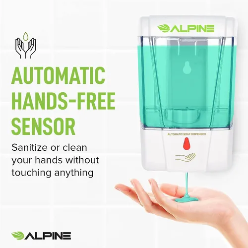 Vista 2 de Alpine Industries Alpine Industries - Desinfectante automático de manos de gel transparente de 23.7 fl oz, resistente comercial, color blanco