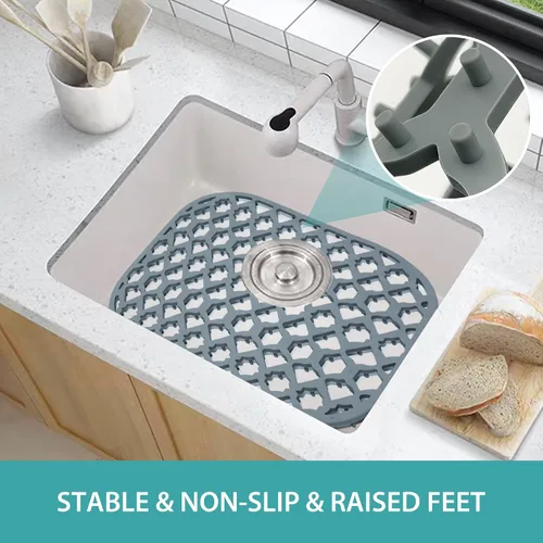 Vista 8 de Protectores de fregadero para fregadero de cocina, accesorio para fregadero de cocina, alfombrillas de silicona para colador de acero inoxidable