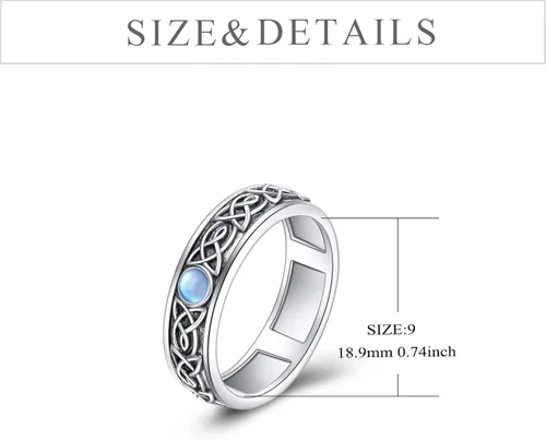 Vista 6 de POPLYKE Anillos giratorios giratorios de plata de ley para mujer, para aliviar el estrés, regalo