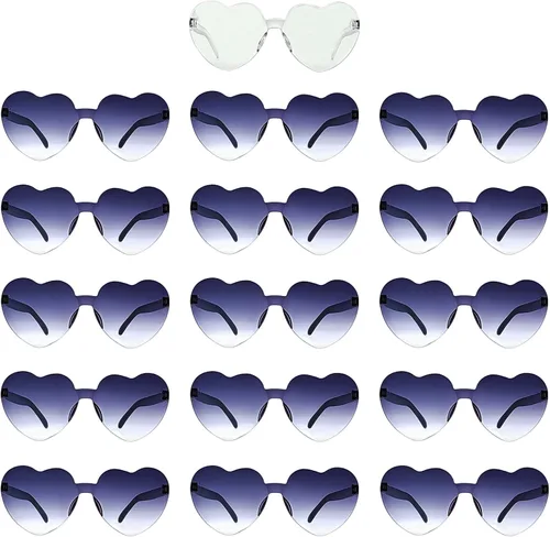Vista 7 de KIDZVEFUN Regalos de despedida de soltera, lentes de sol de corazón, 9 unidades en forma de corazón, sin marco, transparentes, lindos y divertidos