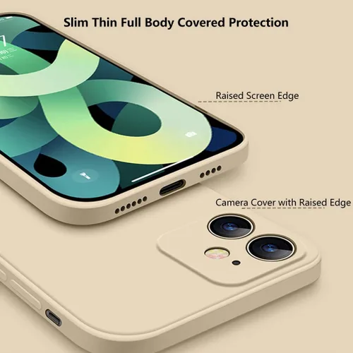 Vista 4 de Funda de silicona líquida compatible con iPhone 12 Mini de 5.4 pulgadas, antiarañazos y huellas dactilares, forro de microfibra a prueba de golpes