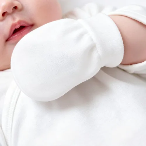 Vista 3 de Manoplas de bebé antiarañazos, guantes suaves para niños y niñas de 0 a 6 meses