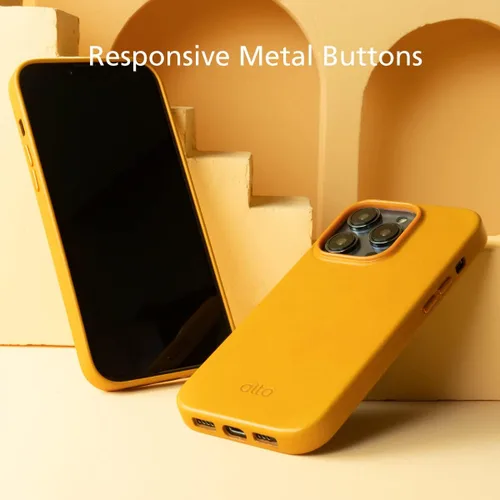 Vista 7 de alto Funda de cuero compatible con iPhone 15 Plus y 14 Plus, serie original, funda protectora de cuero italiano (6.7 pulgadas, marrón)