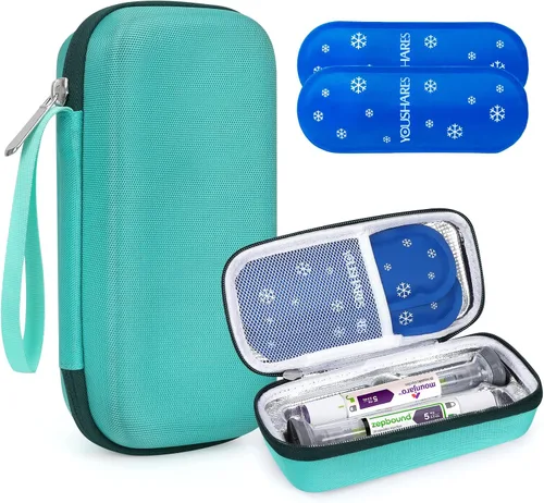Vista 9 de YOUSHARES GLP-1 Estuche de viaje para bolígrafos inyectores Zepbound y Mounjaro, bolsa de almacenamiento aislada aprobada por la TSA con 2 paquetes