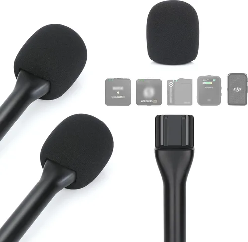 Vista 14 de YOUSHARES Lavalier - Mango de micrófono para RODE Wireless GO/GO 2/ME/Pro y DJI Mic 1/2, incluye bandera de micrófono y parabrisas de espuma