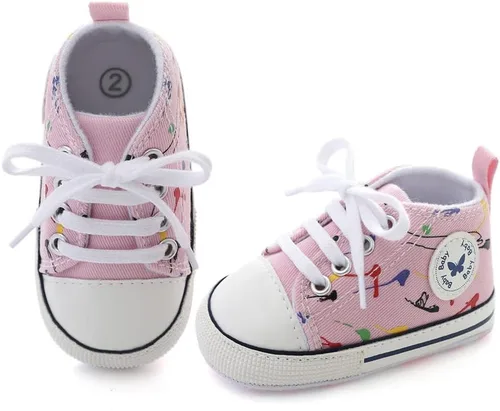 Vista 3 de Zapatos de lona para bebés recién nacidos, suela suave, para los primeros pasos, zapatos planos para niños pequeños, zapatos de mezclilla unisex
