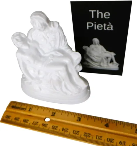 Vista 2 de Westmon Works Pieta - Juego de mini estatua con tarjeta informativa inspirador de Michelangelo Christian Art Recuerdo fabricado en los Estados Unidos