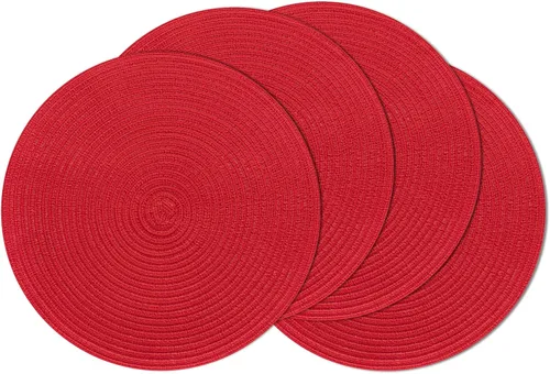 Vista 94 de SHACOS Juego de 4 manteles individuales redondos lavables de 15 pulgadas, de algodón, poliéster, trenzados, para mesa de comedor, boda, decoración