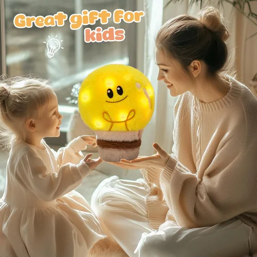 Vista 2 de WEWILL Bombilla de 8 pulgadas con luz de animal de peluche, lindo juguete de peluche suave, cumpleaños, Navidad, vacaciones, fin de semana, regalo