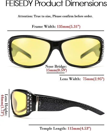 Vista 4 de FEISEDY - Gafas de sol para mujer color amarillo