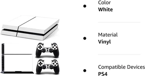 Vista 2 de Gam3Gear Vinyl Sticker Pattern Decals Skin for PS4 Console & Controller (NOT PS4 Slim PS4 Pro) - White