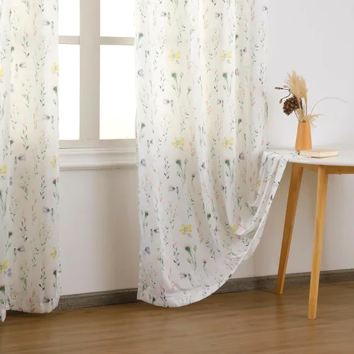 Vista 6 de naturetalk Cortinas de privacidad con patrón floral mixto, no se transparentan, cortinas lisas y sedosas con ojales plateados antiguos en la parte