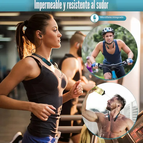 Vista 8 de Lecefty Auriculares Bluetooth con banda para el cuello, 200H tiempo de reproducción extra largo, auriculares inalámbricos estéreo con micrófono