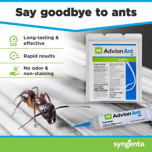 Vista 2 de Advion Ant Gel Bait, 4 tubos x 1.06 oz, 4 émbolos y 4 puntas, cebo eficaz formulado con 0.05% de indoxacarb, uso en interiores y exteriores, gel