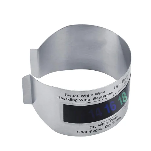 Vista 9 de Temperatura de la pulsera de temperatura del vino, termómetro LCD de vino de acero inoxidable, botella de cerveza, vinos tintos, pulsera sensor