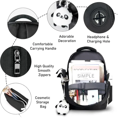 Vista 4 de FRONET Mochila para niñas y niños, mochila de viaje para hombres y mujeres, mochila escolar para estudiantes, adolescentes, niños, mochila