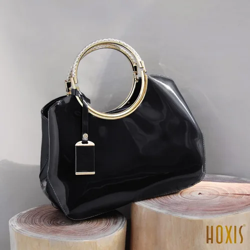 Vista 2 de HOXIS Charm - Bolso de hombro estructurado con agarre de metal brillante para mujer