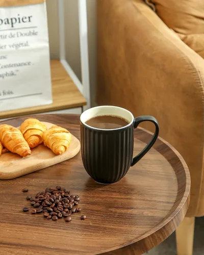 Vista 2 de Taza de café de cerámica HASENSE, taza grande de café de 20 oz con asa, taza de porcelana para café, té y cacao con diseño acanalado moderno, apta