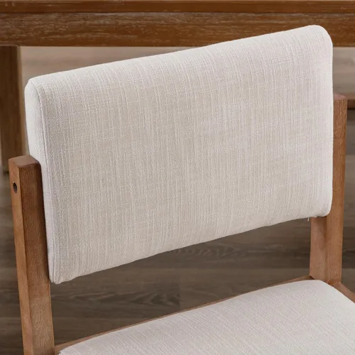 Vista 5 de DUOMAY Juego de 2 sillas de comedor tapizadas, sillas de comedor modernas de mediados de siglo, sillas auxiliares de cocina de tela de lino con Beige