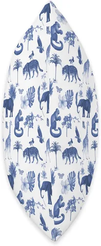 Vista 2 de Aesthetic Pattern Co Blue Jungle Toile - Almohada con estampado de leopardo, mono, palmeras, 16 x 16 pulgadas, multicolor