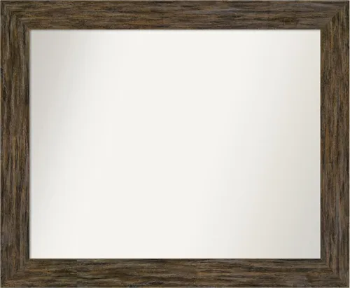 Vista 97 de Amanti Art Espejo personalizado, espejo de baño marrón Fencepost, espejo de pared o espejo de tocador de baño sobre el fregadero (27 x 27 pulgadas)