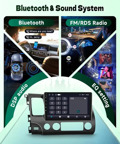Vista 6 de para Honda Civic 2006-2011 Estéreo de coche Android Carplay inalámbrico Soporte para Android Auto inalámbrico con WiFi Navegación GPS Cámara