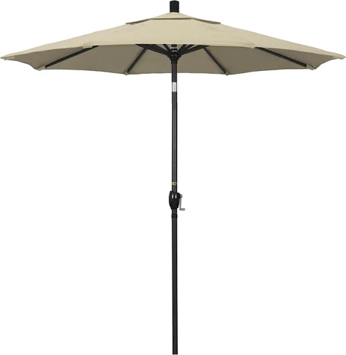 Vista 18 de California Umbrella Sombrilla redonda de aluminio de 7.5 pies, manivela para elevación, botón de inclinación, poste negro, azul marino Pacífica