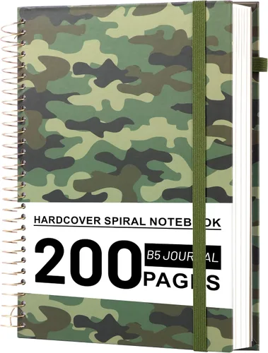 Vista 10 de Yoment Cuaderno de espiral B5 con bolsillos para carpeta, 200 páginas de tapa dura, diario de rayas universitarias, papel grueso de 3.53 oz/m²