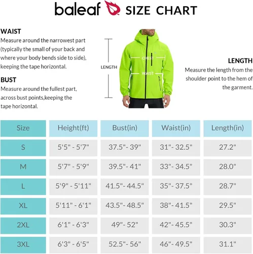 Vista 7 de BALEAF Chaqueta impermeable de ciclismo para hombre, rompevientos, plegable, equipo de correr, ligero, reflectante