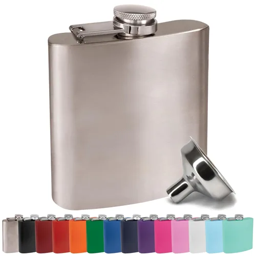 Vista 19 de Petaca de Acero Inoxidable de 6 oz con Embudo de Petaca para Hombres y Mujeres - Juegos de Regalo de Petaca con Recubrimiento en Polvo, Padrinos