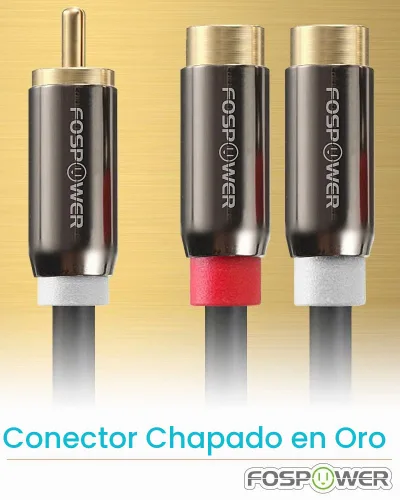 Vista 4 de FosPower 1 RCA macho a 2 RCA hembra adaptador en Y cable de audio (8 pulgadas)