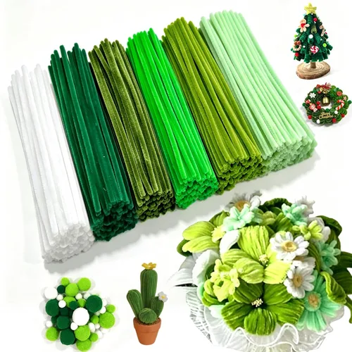 Vista 11 de 600 limpiadores de pipas pastel a granel con pompones para Suministros para manualidades de macaron
