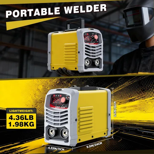Vista 2 de Soldador de palo de 225 amperios, máquina de soldar, máquina de soldadura portátil, soldador inversor de 110 V, con control sinérgico, IGBT