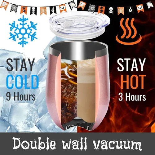 Vista 5 de Onebttl Regalos de Halloween para mujeres, adultos, anfitrionas, vaso de vino de 12 onzas para amantes de las fiestas, suministros - Reina