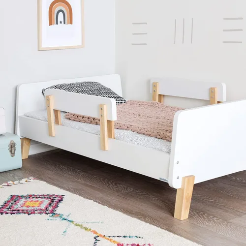 Vista 9 de Dadada Muse - Cama infantil con 2 rieles de seguridad extraíbles y marco de madera, color blanco Low Profile Montessori Bed for Kids, Solid Wood