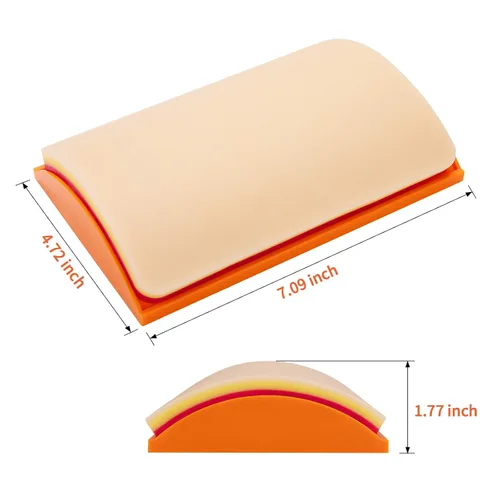 Vista 6 de Medarchitect Almohadilla de práctica de sutura incrustada de dos capas con base curvada antideslizante para uso educativo solamente