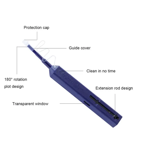 Vista 3 de Limpiador de fibra, pluma de limpieza de fibra óptica para conectores LC/MU de 0.049 in con más de 800 limpias, limpiador de cara final de fibra