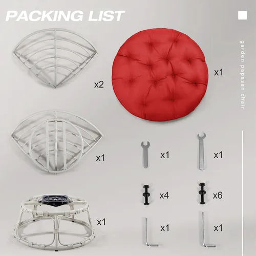 Vista 5 de Papasan Silla con cojín y base giratoria de 360°, silla Papasan Lounge Chair con cojín y marco resistente, silla grande con platillo, silla